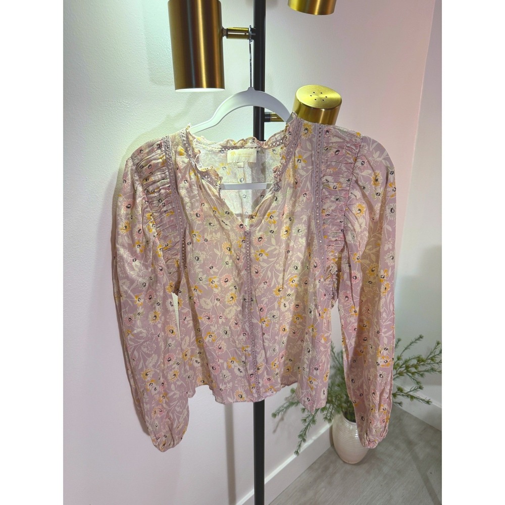 The Westside blouse Sari Sloane Floral Ruffle Crochet Lace luxury boutique SM ec